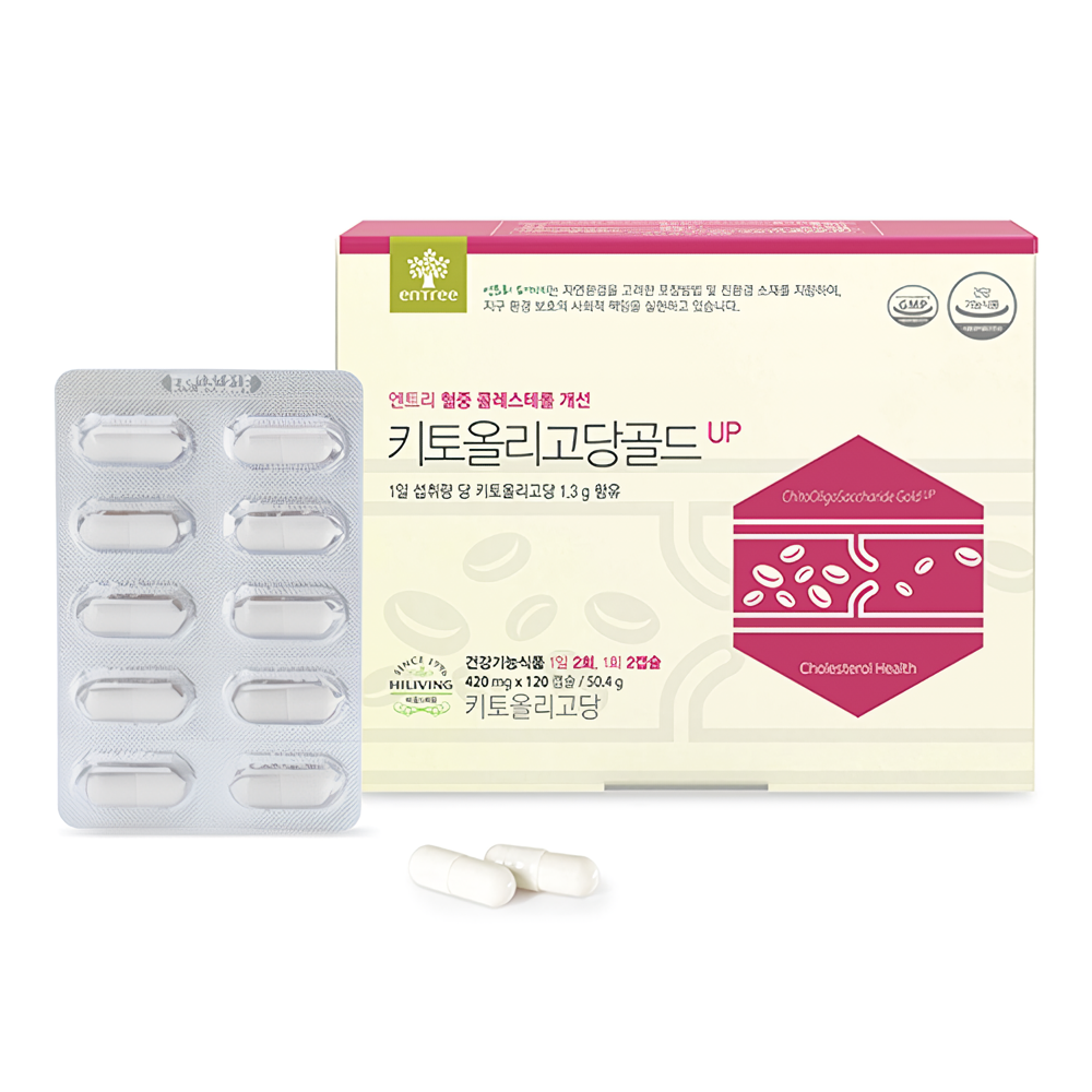 엔트리 키토올리고당골드 UP 콜레스테롤 저분자 키토산 420mg x 120캡슐 - 메인 이미지