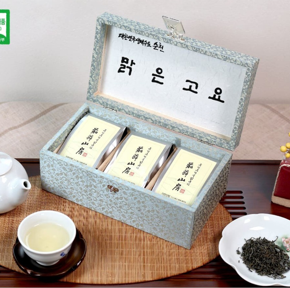 유기농 야생 녹차 특우전 80g (비단상자) 구증구포 고급수제차 가천산방 - 상품 이미지
