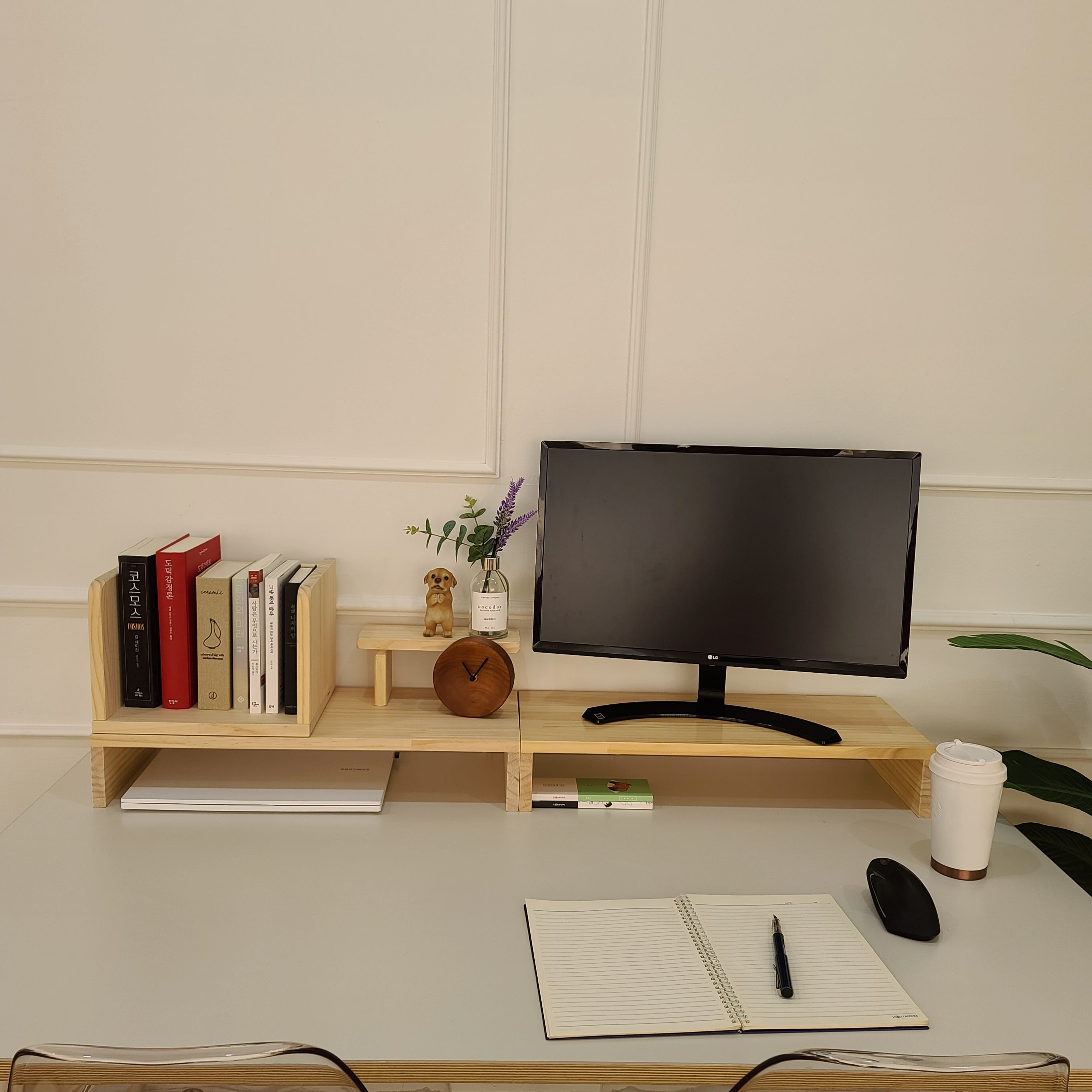 모어우드 책상책꽂이 원목 간이 정리함 미니 책꽂이 1단 2단