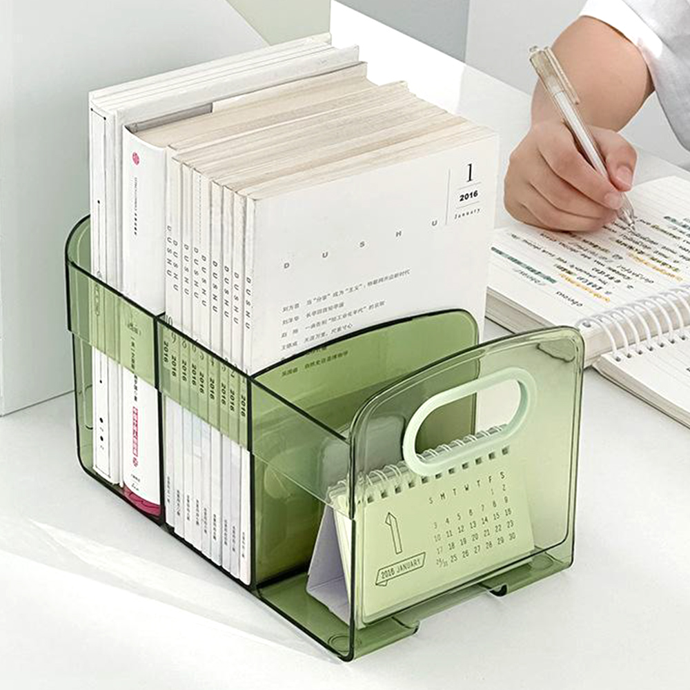 투명 아크릴 책상책꽂이 3칸 책상위 미니 간이 책꽂이 정리함