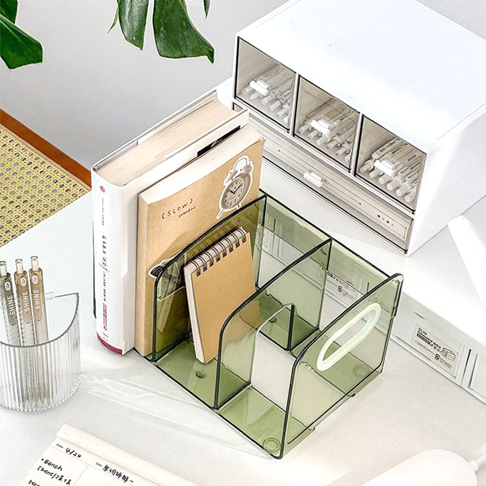 투명 아크릴 책상책꽂이 3칸 책상위 미니 간이 책꽂이 정리함