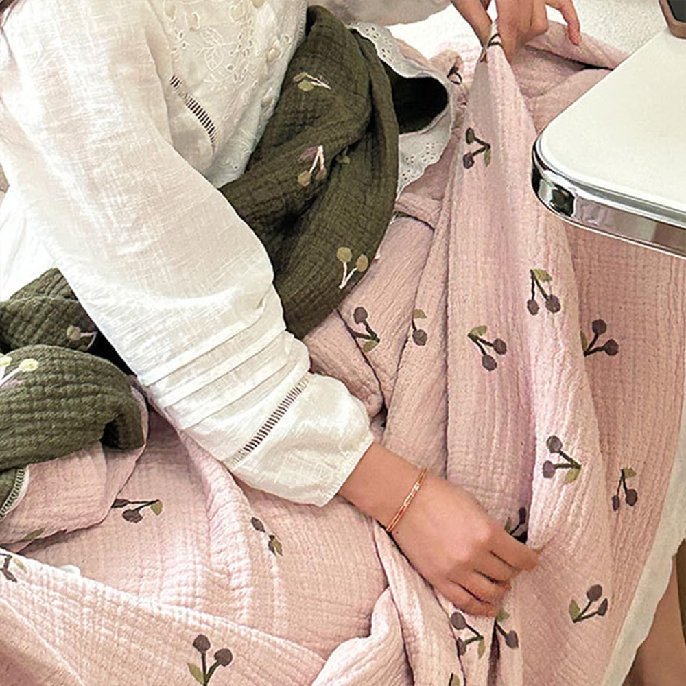 여름 이불 베개 세트 순면 거즈 침구 슈퍼싱글 체리