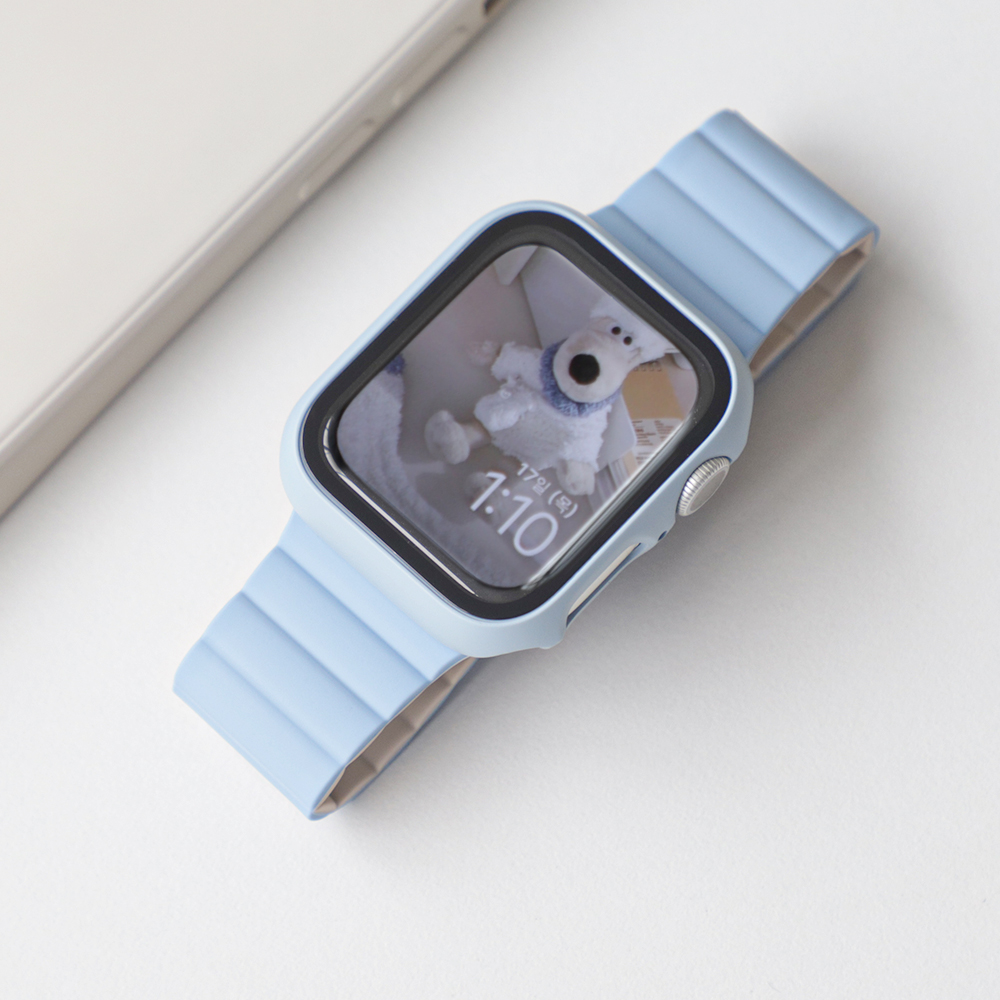 애플워치 스트랩 9 8 7 6 SE 2 실리콘 마그네틱 밴드 호환 줄질