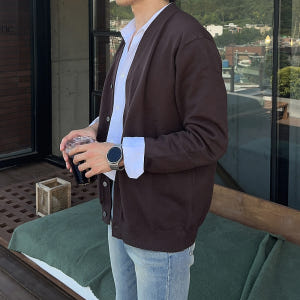 남자가디건 오버핏 브이넥 니트 남자캐시미어가디건 착용 후기 | 사이즈/핏 총정리 - 상품 이미지 1