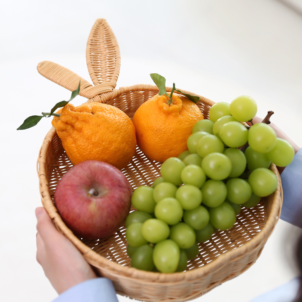 애플 라탄트레이 귤바구니 간식 미니 바스켓 다용도바구니 빵 과일 소품