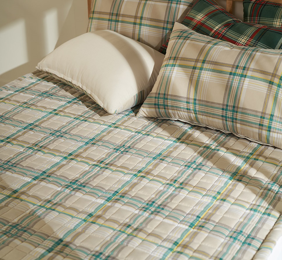 체크 매트리스 패드 침대 알러지케어 향균