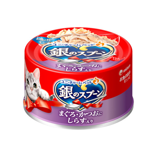 유니참 긴노스푼 캔 고양이 습식캔 참치+가다랑어+멸치, 70g, 1개 - 상품 이미지