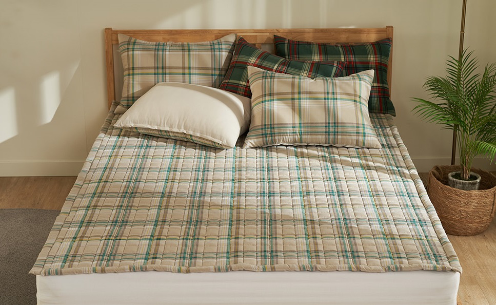 체크 매트리스 패드 침대 알러지케어 향균