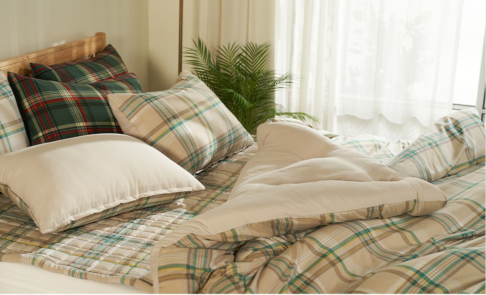 체크 매트리스 패드 침대 알러지케어 향균