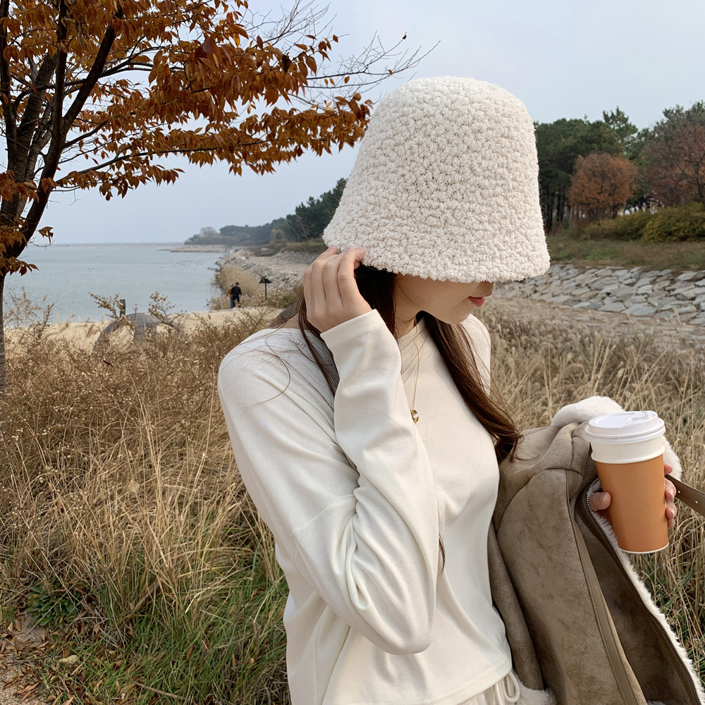 고급 앙고라 양털 퍼 뽀글이 모자 여성 버킷햇 겨울모자 여자 벙거지모자