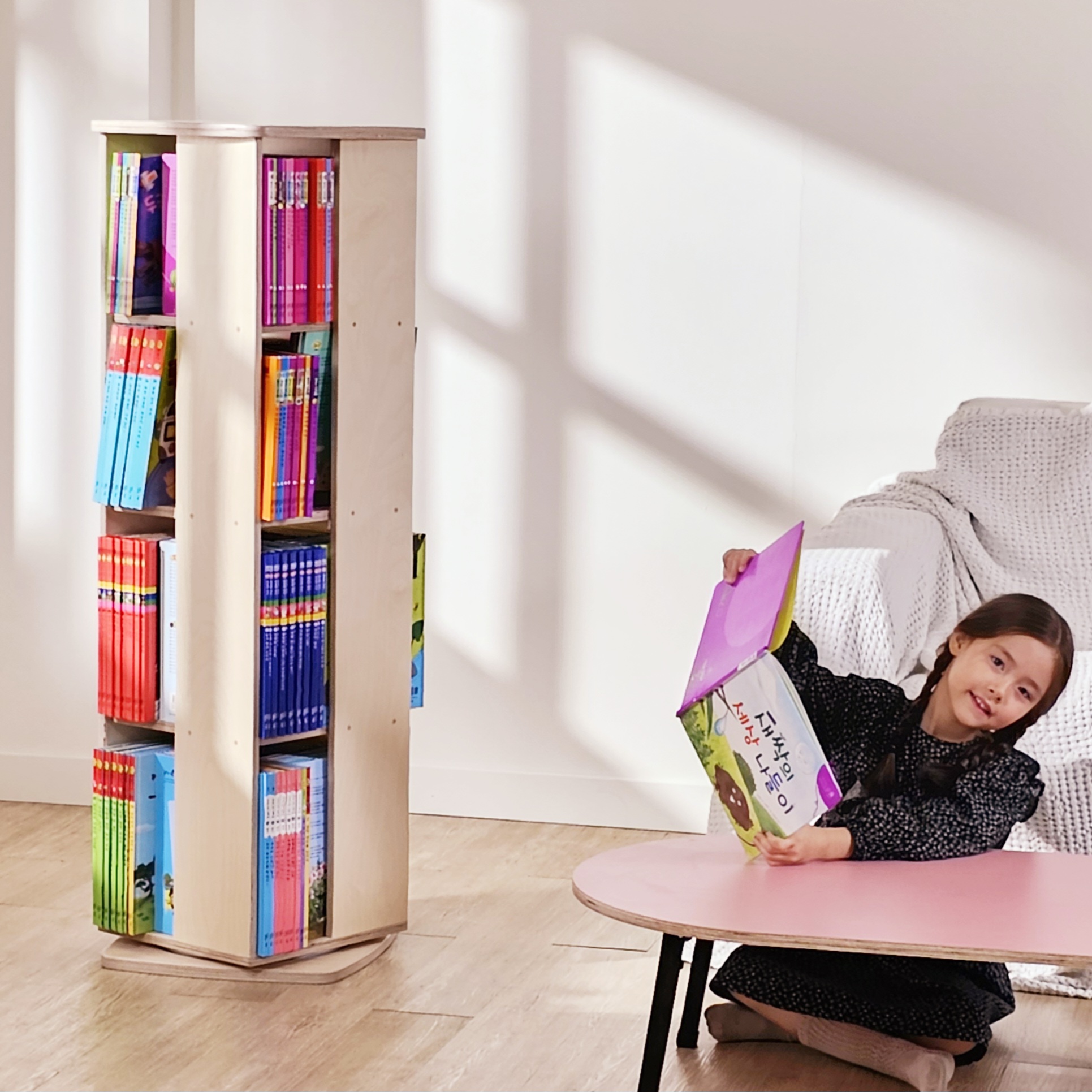 회전책장 아기  유아 키즈 어린이 책장 미르회전책장 4단 33-31-27-25