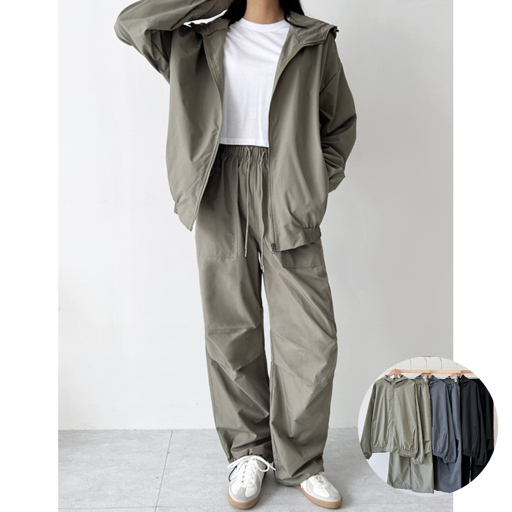 가족트레이닝복 바람막이 여성 운동 트레이닝 셋업 세트 이미지 1