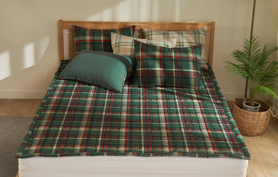 체크 매트리스 패드 침대 알러지케어 향균