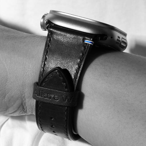 애플워치 울트라용 얼루어웨이브 블랙에디션 가죽 스트랩