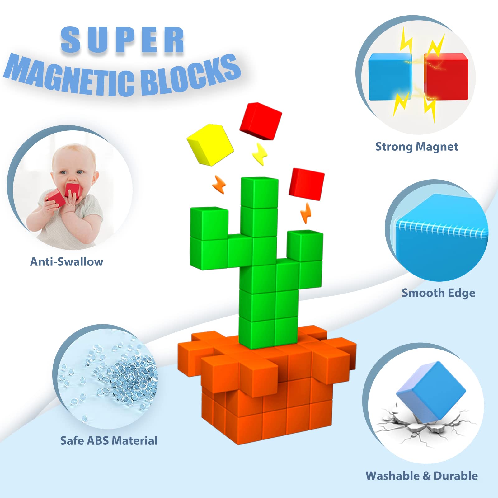 [홍현희 Pick] 벨베이비 자석 블럭 블록 매직 큐브 자석교구 유아 네모 블럭