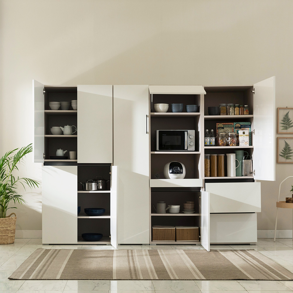 장인가구 스페이스 E0 속깊은 주방 수납장 홈 카페 냉장고 그릇 틈새장 800