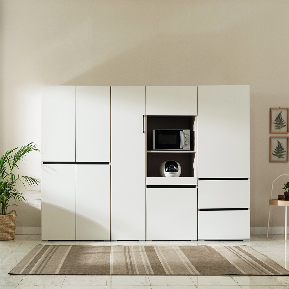 장인가구 스페이스 E0 속깊은 주방 수납장 홈 카페 냉장고 그릇 틈새장 800