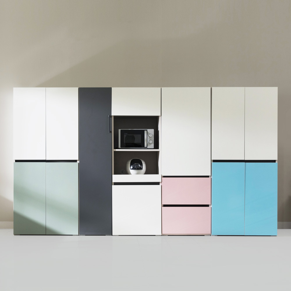 장인가구 스페이스 E0 속깊은 주방 수납장 홈 카페 냉장고 그릇 틈새장 800