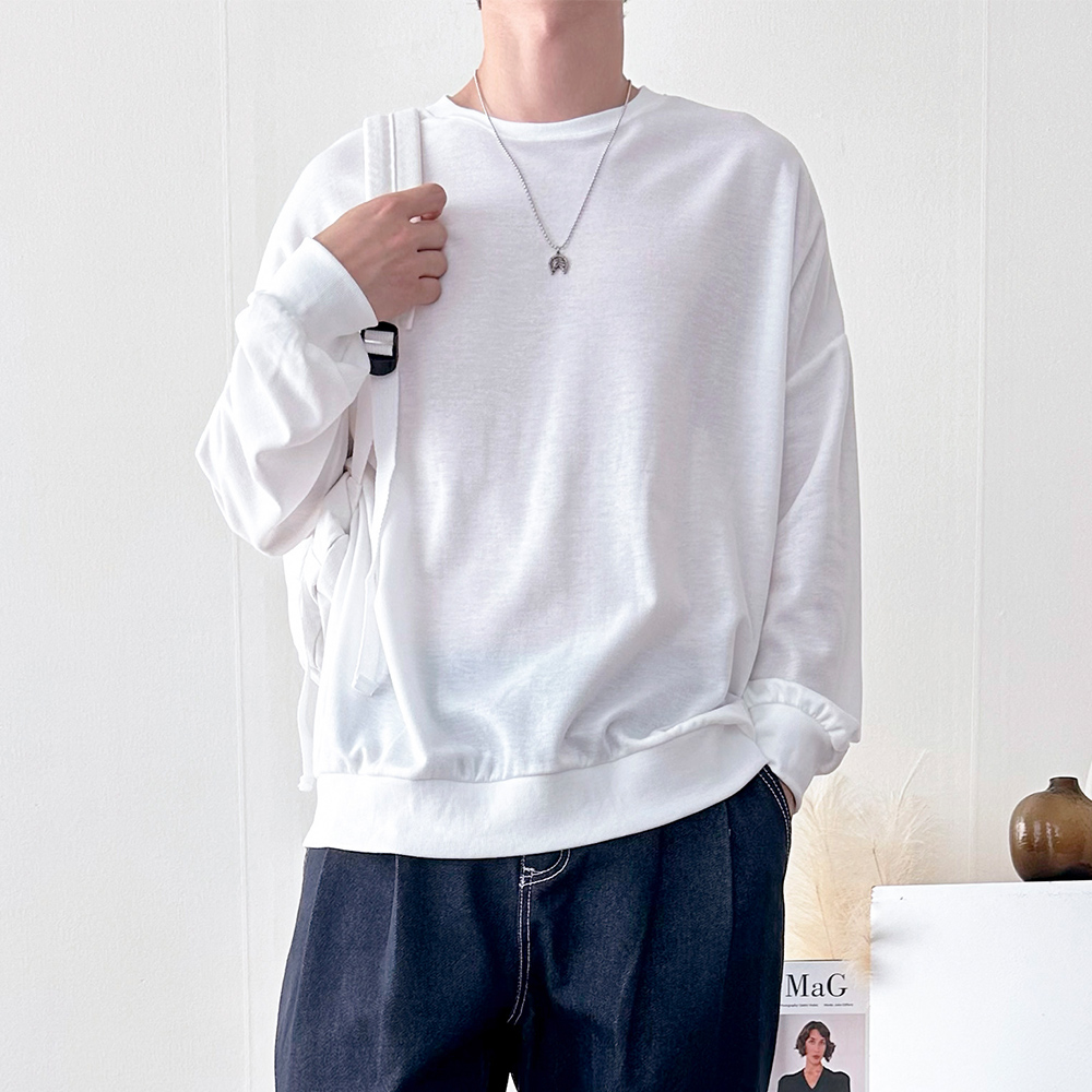 1+1 얇은맨투맨 어깨넓어보이는 무지맨투맨 이미지 7