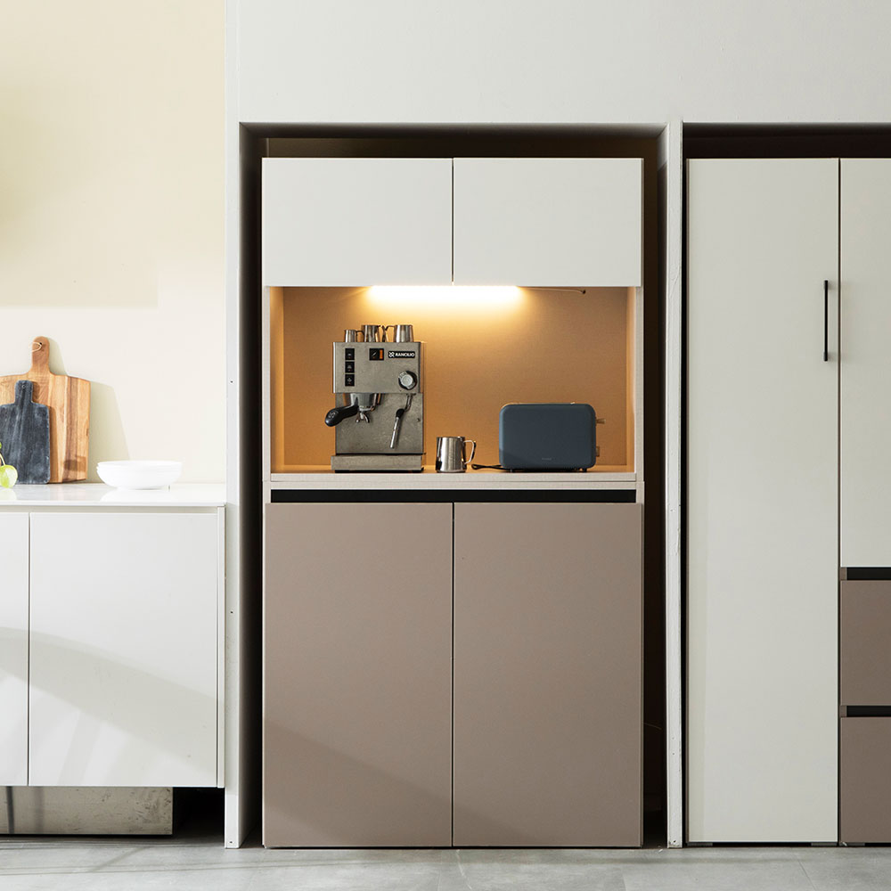 장인가구 스페이스 E0 속깊은 주방 수납장 홈 카페 냉장고 그릇 틈새장 800