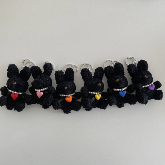 [리햅] 진주목걸이 까망토끼 인형 가방 차 키링 백꾸 가방꾸미기 - 상세 이미지 2