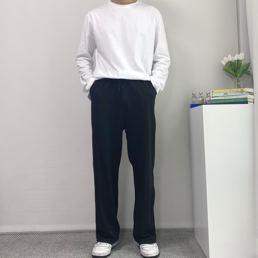 남자와이드트레이닝팬츠 회색트레이닝바지 스웻팬츠 - 상세 이미지 4