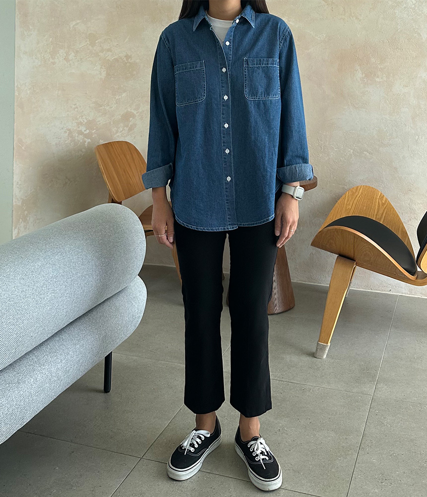 155CM 일자핏 키작녀바지 블랙 스판 8부 9부 키작녀슬랙스 - 상세 이미지 4