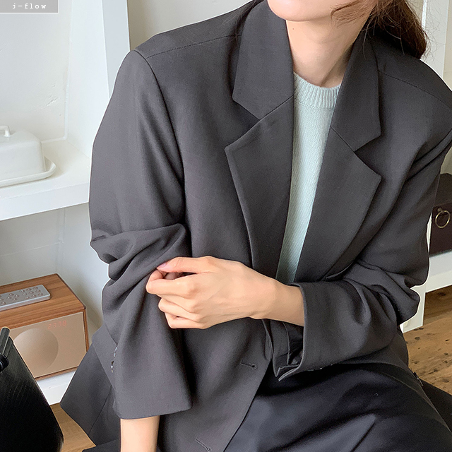 벤더 투버튼 하프 자켓 4col 가을 봄 블레이져 카라 루즈핏 하객 제이플로우 이미지 7
