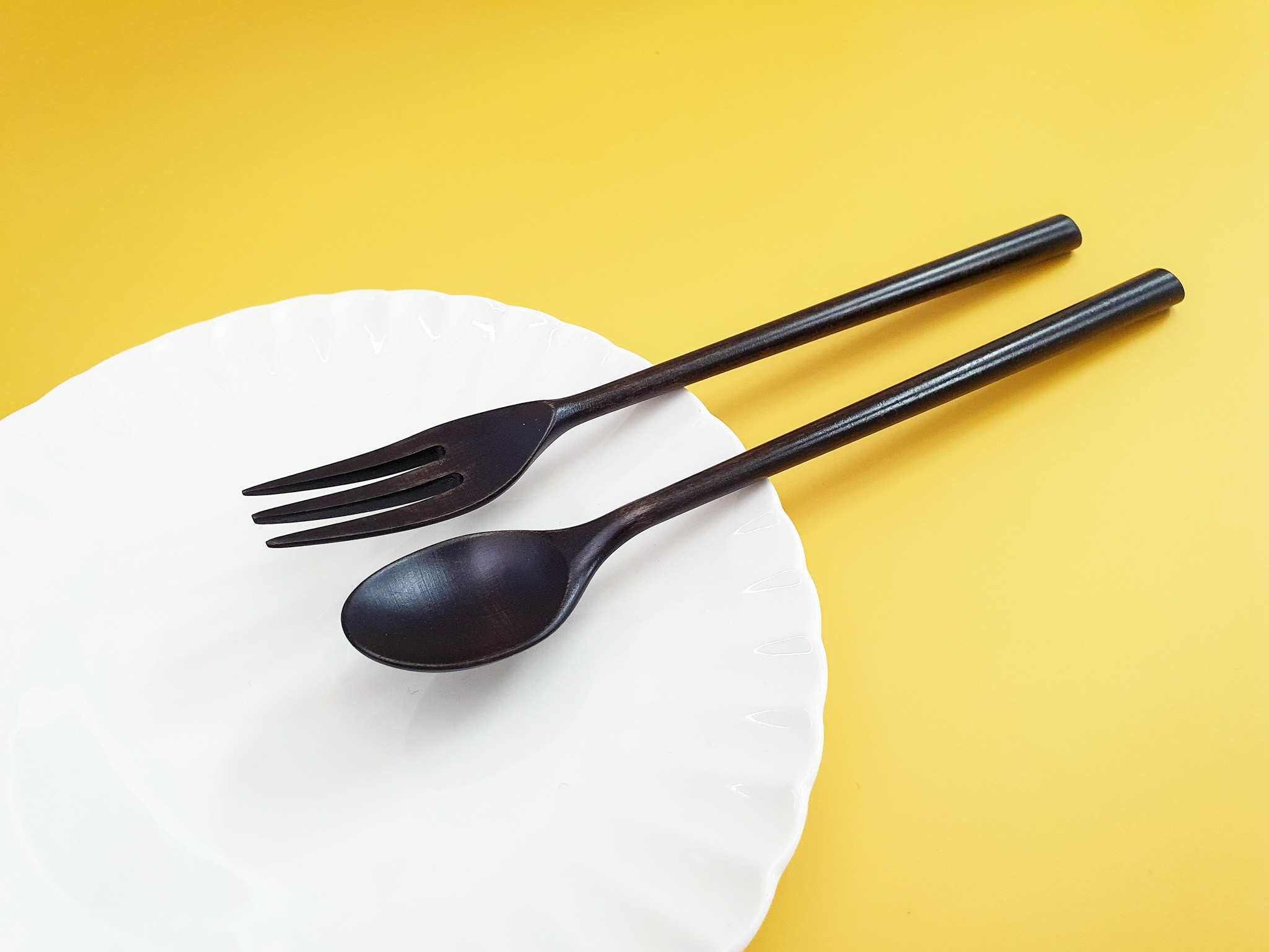 칠몽 노아 자연 옻칠 나무 롱티스푼+롱포크 20cm 국내산 - 상품 이미지