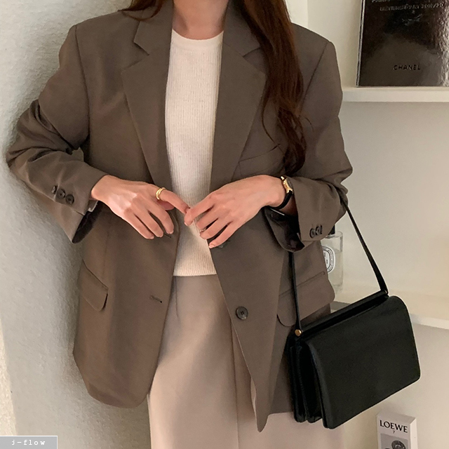 벤더 투버튼 하프 자켓 4col 가을 봄 블레이져 카라 루즈핏 하객 제이플로우 - 상세 이미지 2