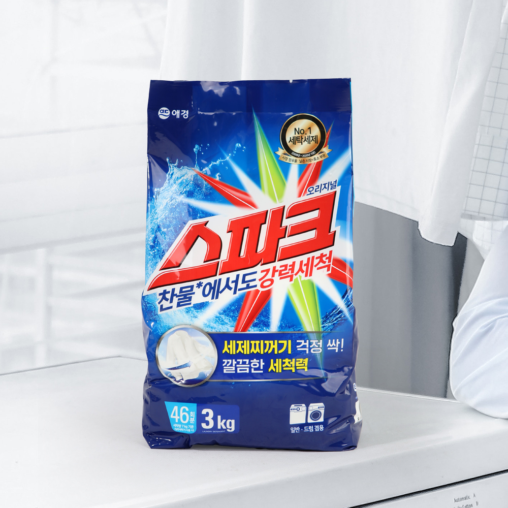 애경 스파크 가루세제 3kg, 4개 - 상품 이미지