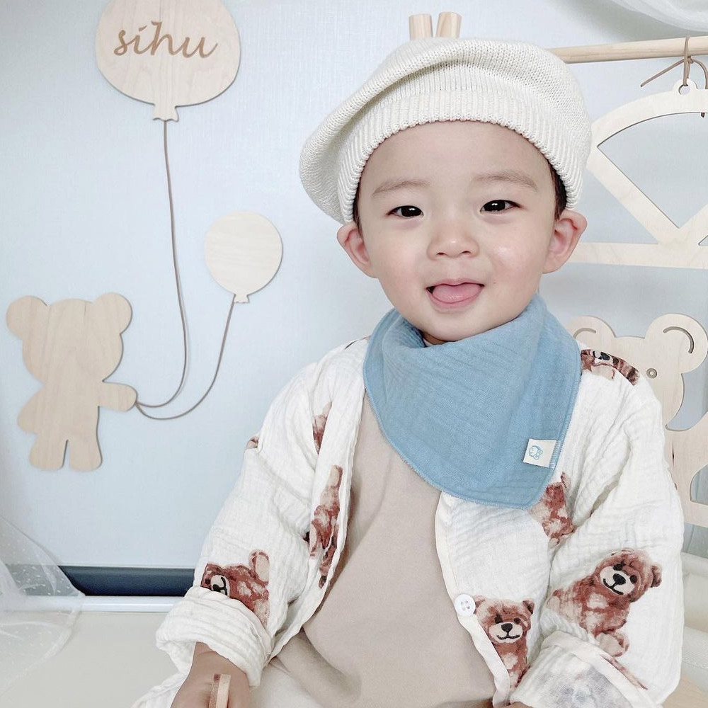 부드러운 삼중(6중) 거즈 유아 스카프빕 5종세트 아기 목수건