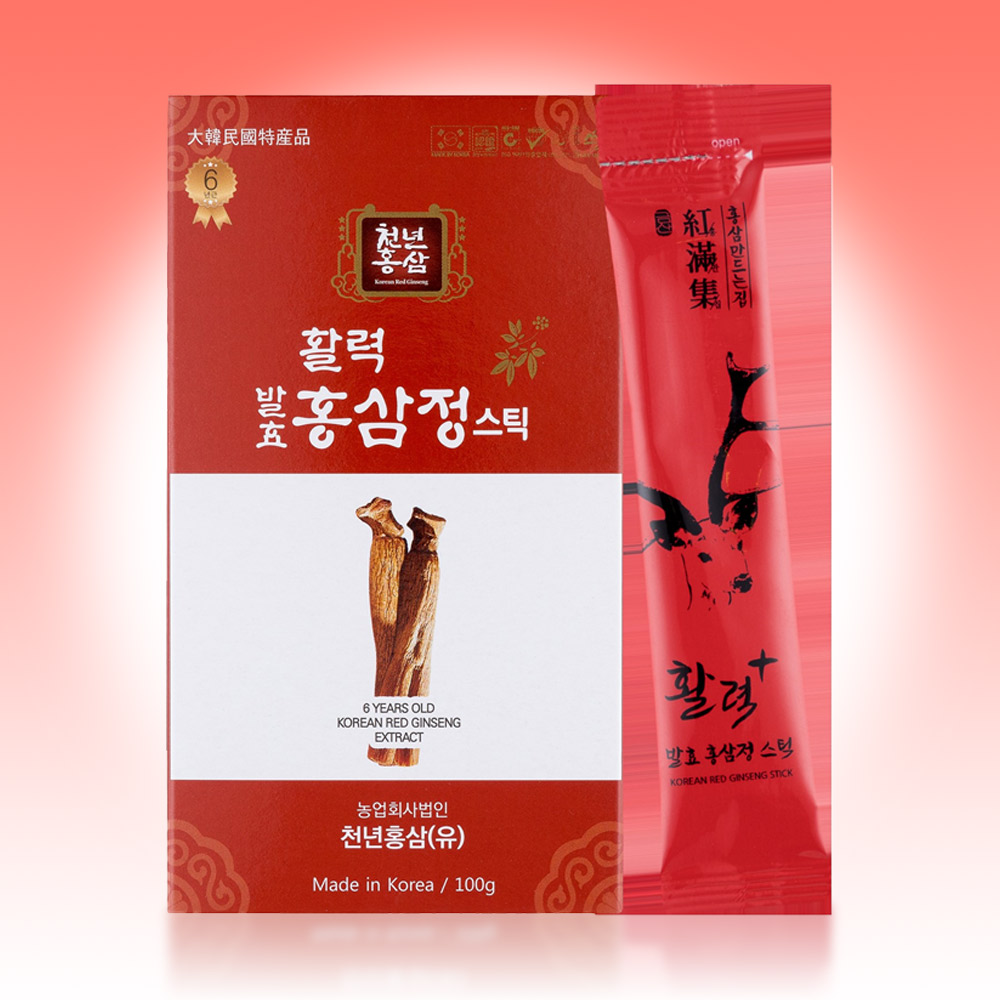 천년홍삼 활력 발효 홍삼정 스틱 30포 6년근 홍삼액기스 기력회복 홍삼진액 이미지 2