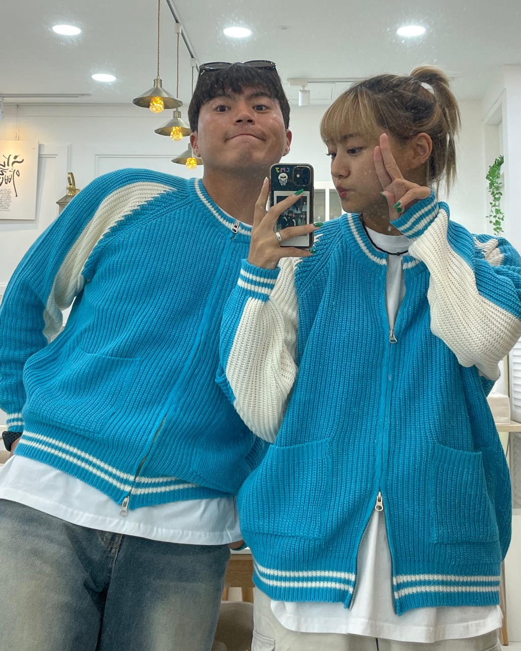 바시티니트집업 커플니트 남성스웨터 이미지 7