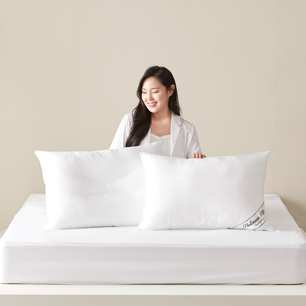 1+1 베네베딩 플래티넘 마이크로화이버 호텔 베개솜 경추형 40x60