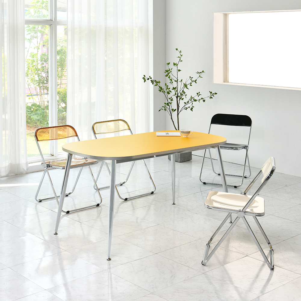 플랜비 타원형 카페 식탁 테이블 1600 퓨어화이트