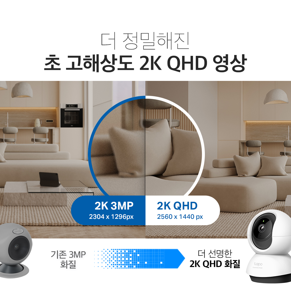 티피링크 Tapo C220 400만화소 가정용 홈캠 펫캠 베이비캠 카메라 실시간 스마트폰 CCTV - 상세 이미지 3