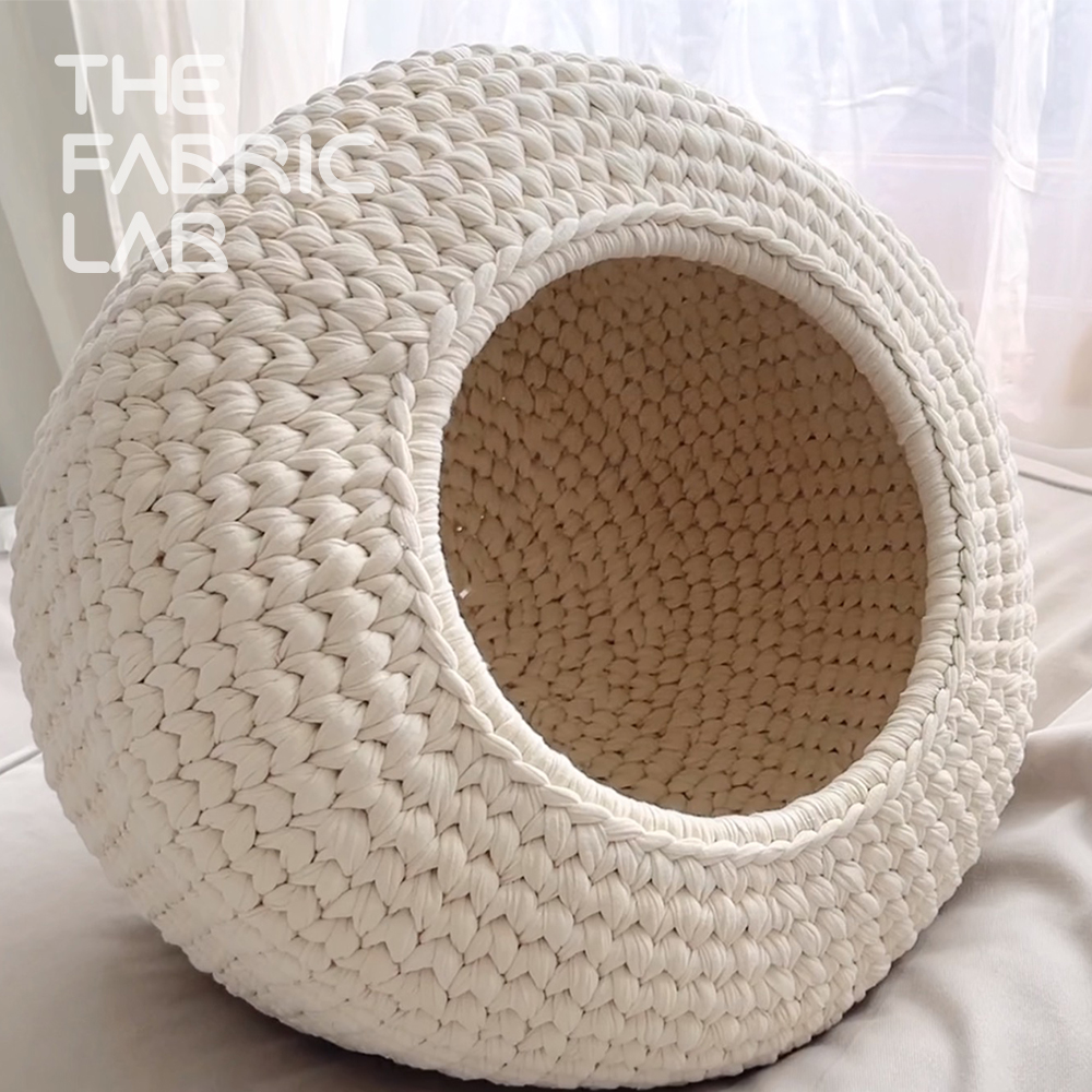 [DIY/동영상] 패브릭얀 고양이 숨숨집 키트/크로셰 뜨개질 코바늘 손 뜨기 소품 만들기 - 상품 이미지