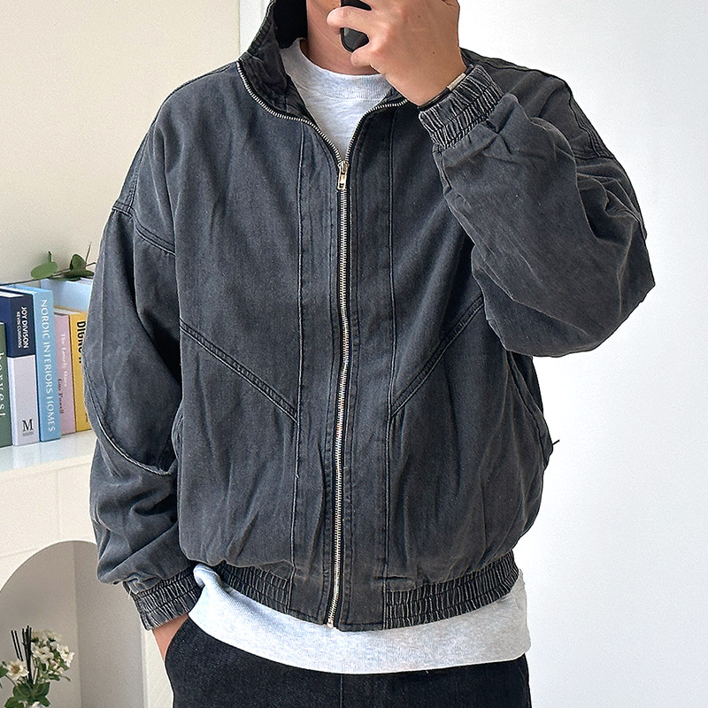 남자 오버핏 항공점퍼 청자켓 빅사이즈 져지 - 상세 이미지 2