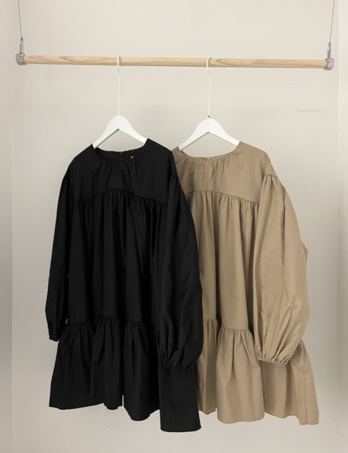 버닛 벌룬 셔링 퍼프 긴팔 원피스 봄가을 원피스 - 상세 이미지 2