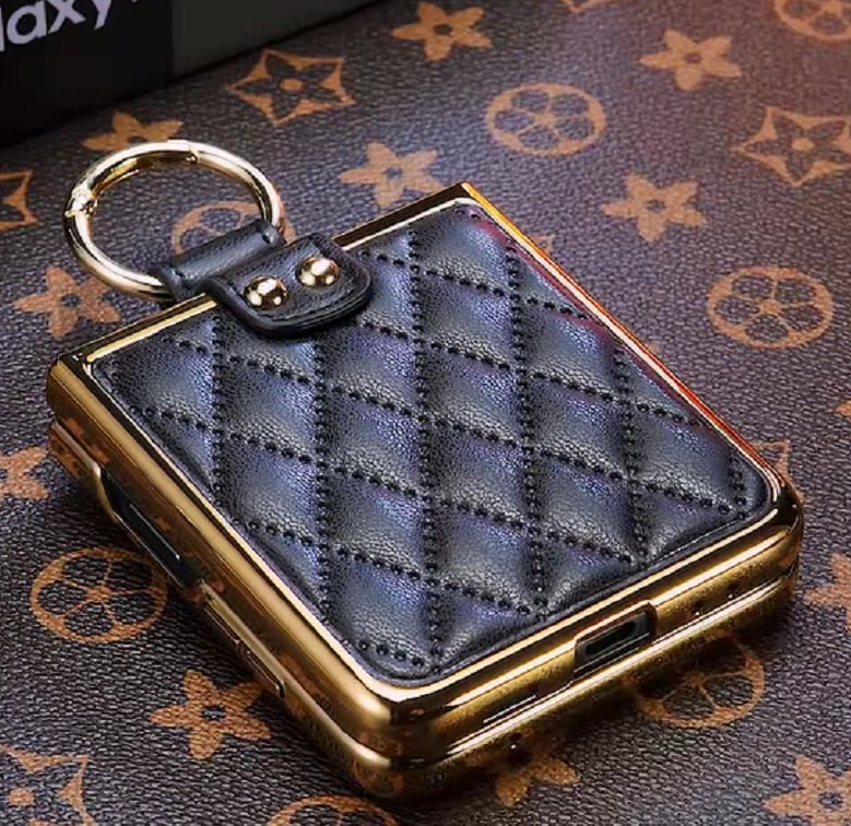 가죽 케이스 명품 범퍼 스트랩 지플립 블랙, 갤럭시Z 플립5 - 상품 이미지