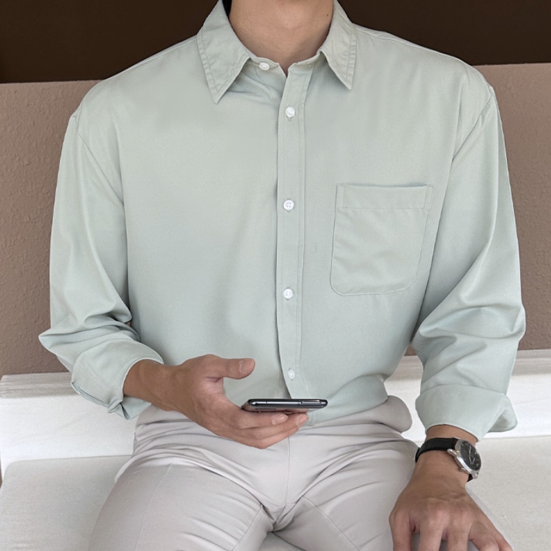 남자 쿠얼스 봄 가을 오버핏 구김없는 링클프리 셔츠 빅사이즈 이미지 3