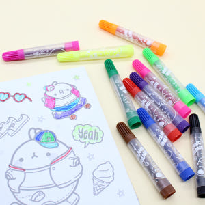 몰랑이 수성 사인펜 12색 문구 초등학생 어린이집 색칠 미술놀이 답례품 ... 실사용 후기 | 효과 있을까? - 상품 이미지 4