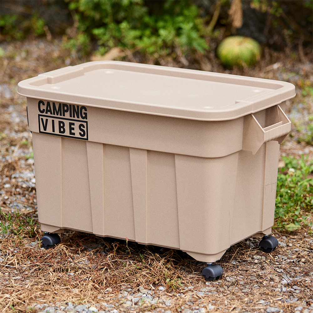 캠핑바이브스 멀티카고박스 53리터 풀세트 우드상판, 360도 이동바퀴 포함 53L 토트박스
