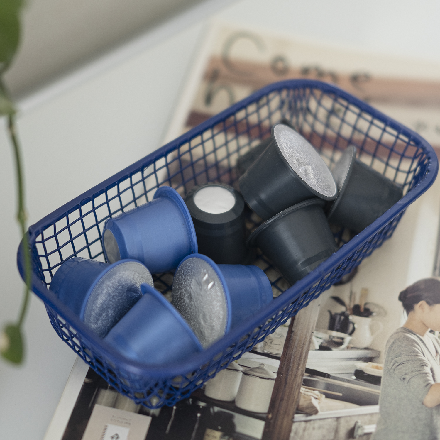 철제 미니 바스켓 직사각 레트로 파스텔톤 주방 화장대 정리 용기