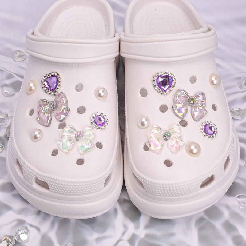 크록스 지비츠 파츠 세트 왕 리본 보석 자비츠 참 신발 꾸미기 악세사리 장식 1SET