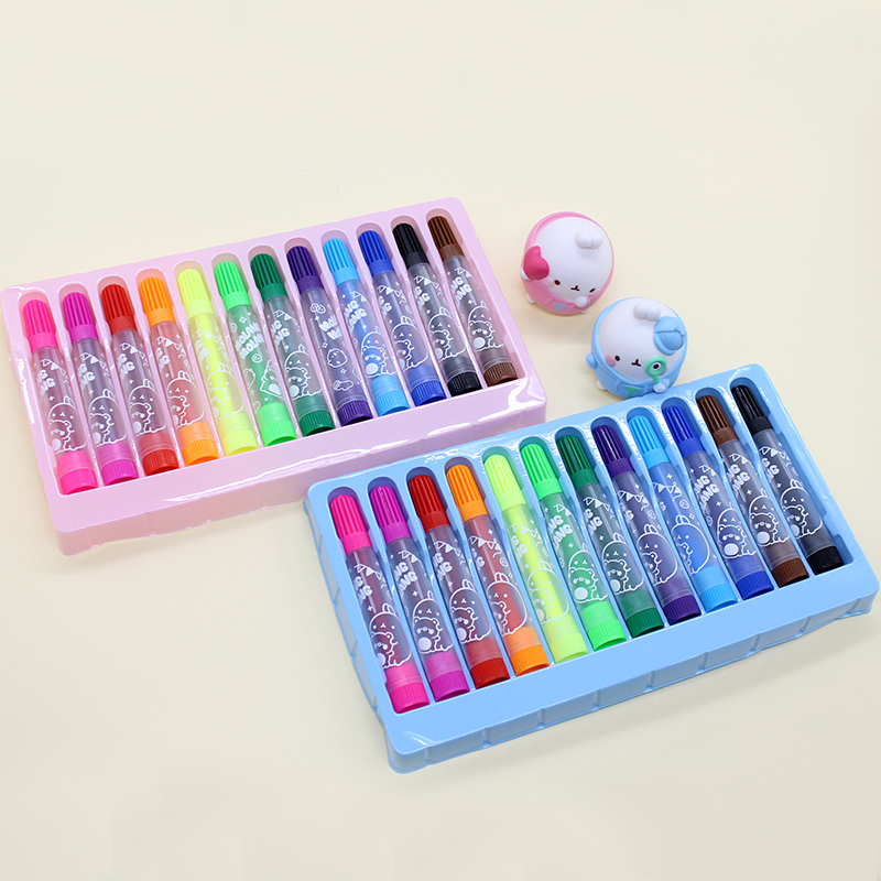 몰랑이 수성 사인펜 12색 문구 초등학생 어린이집 색칠 미술놀이 답례품 생일 단체 선물 이미지 3