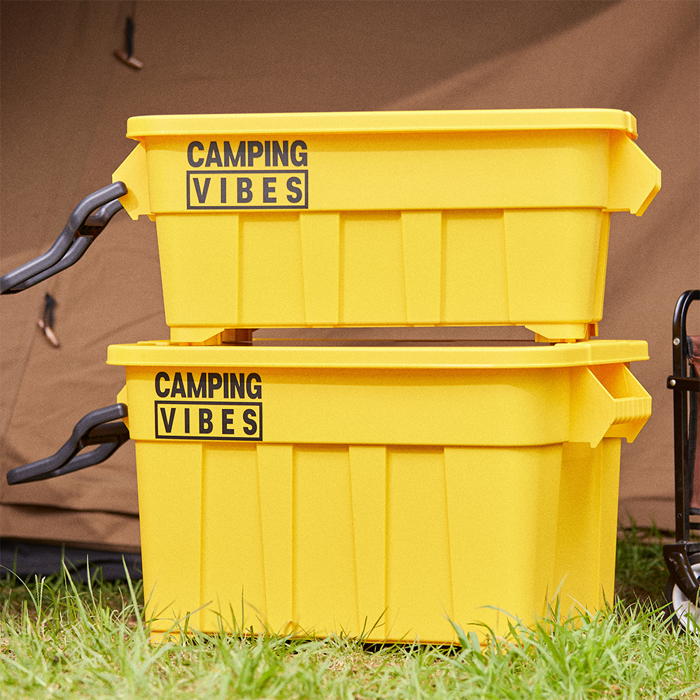 캠핑바이브스 멀티카고박스 53리터 풀세트 우드상판, 360도 이동바퀴 포함 53L 토트박스