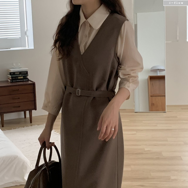 리버시블 뷔스티에 벨트 투웨이 롱원피스 4col 가을 봄 조끼 레이어드 베스트 제이플로우 이미지 3