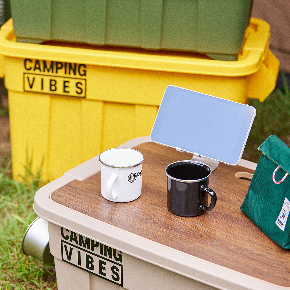 캠핑바이브스 멀티카고박스 53리터 풀세트 우드상판, 360도 이동바퀴 포함 53L 토트박스